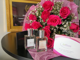 1 Dozen Pink Roses in a Bouquet with CAin and Burberry Perfume