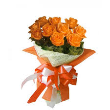 1 dozen Orange Roses in a Bouquet