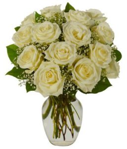 1 dozen White Holland Roses in a Vase