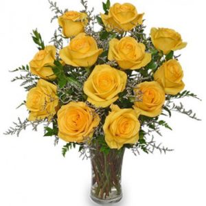 1 dozen Yellow Holland Rose in a Vase