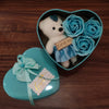 3pcs Soap Roses in a Heart Shape can with mini bear