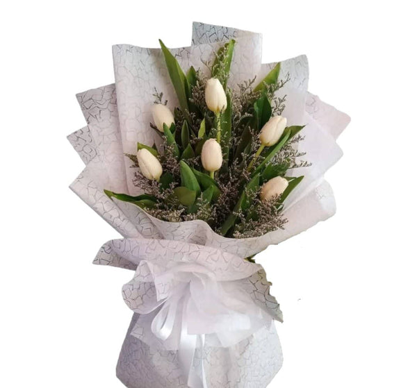 6Pcs White Tulips