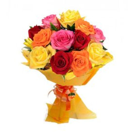 4 Mixed Color of 1 dozen Holland Roses in a Bouquet