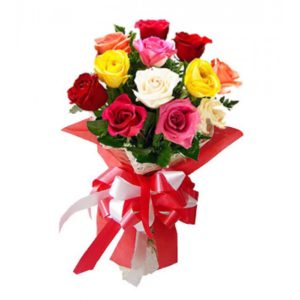 5 Mixed Color of 12 pcs Holland Roses in a Bouquet