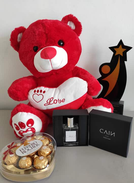 Philblossoms 16 inches Bear with 8pcs Ferrero and Cain Perfume