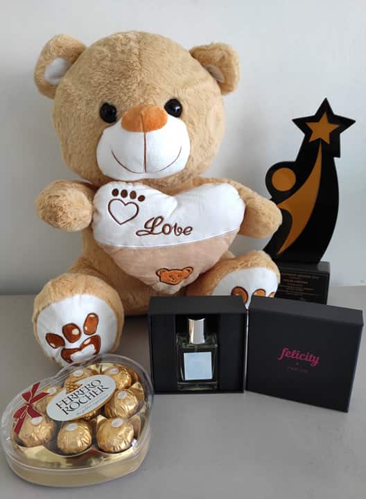 Philblossoms 16 inches Bear with 8pcs Fererro and Felicity Perfume
