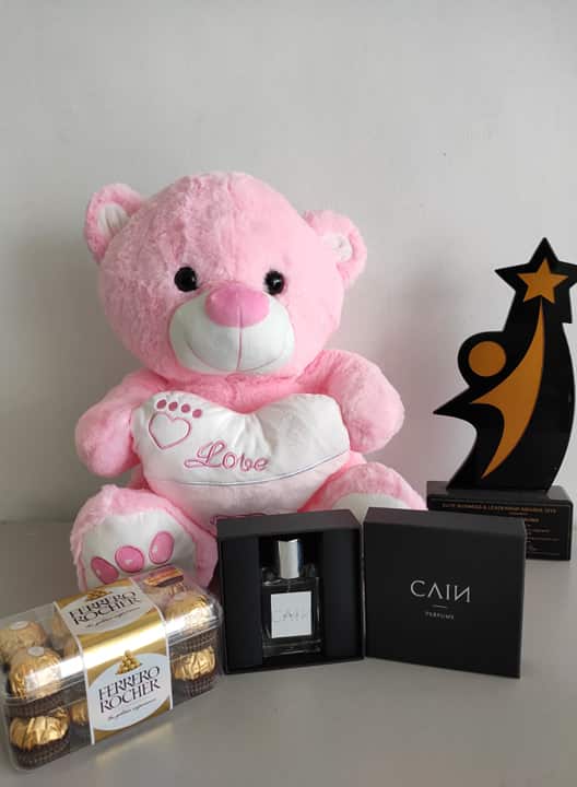 Philblossoms 16 inches Bear with 16pcs Ferrero and Cain Perfume