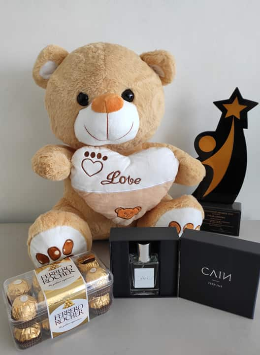 Philblossoms 16 inches Bear with 16pcs Ferrero and Cain Perfume