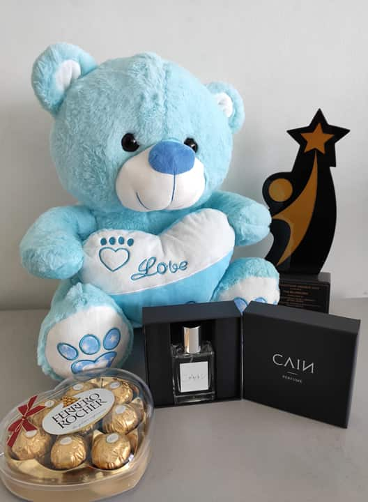 Philblossoms 16 inches Bear with 8pcs Ferrero and Cain Perfume