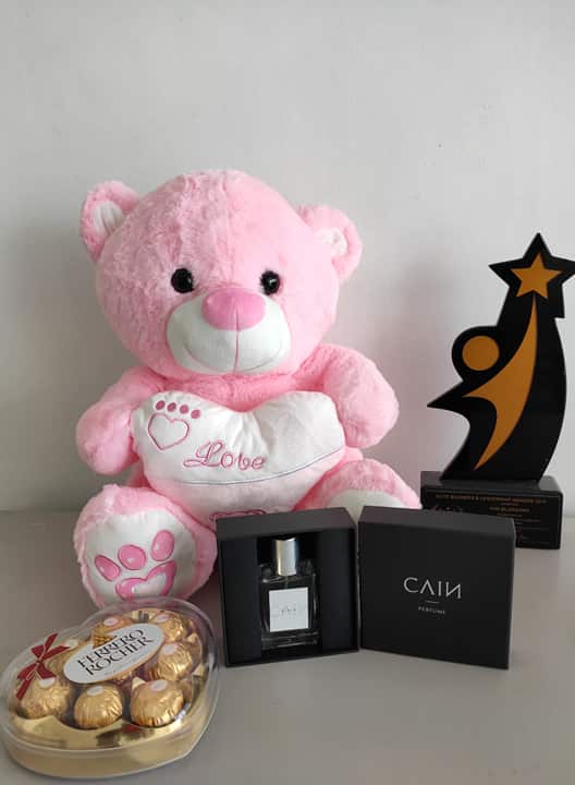 Philblossoms 16 inches Bear with 8pcs Ferrero and Cain Perfume
