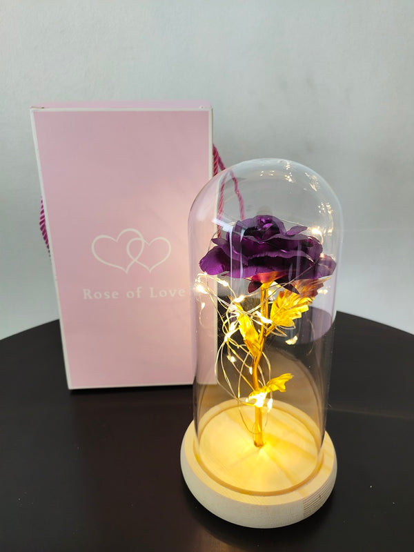Artificial Rose In A Dome Glass  with  LED