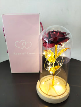 Artificial Rose In A Dome Glass  with  LED