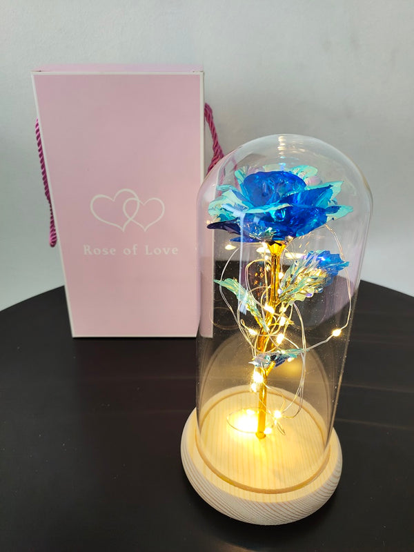 Artificial Rose In A Dome Glass  with  LED