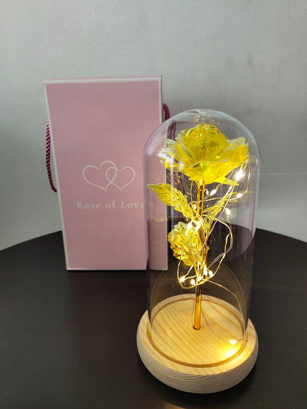 Artificial Rose In A Dome Glass  with  LED